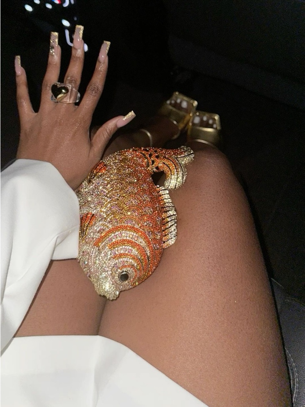 Fish Clutch Bag🧡 - Orange Crystal Accent